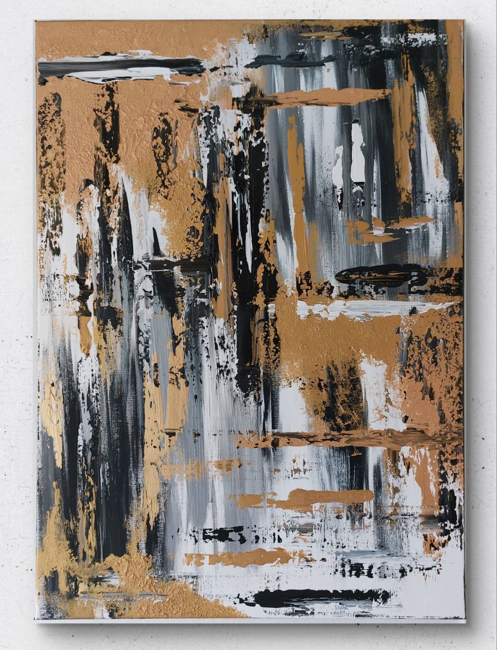 Leinwandbild Nr. 110 Glamour von ME-CROSS-ART, abstraktes Kunstwerk in Gold und Schwarz