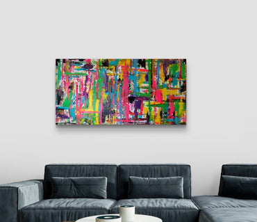 Neon Symphony – Original Acryl-Leinwandbild (140x70 cm)