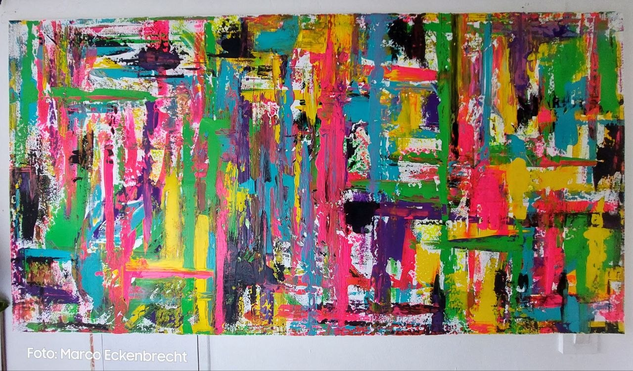 Neon Symphony – Original Acryl-Leinwandbild (140x70 cm)